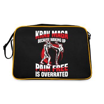 Krav Maga: Weil Schmerzfrei Aufwachen - Retro Tasche - Schwarz/Gold - Hinten