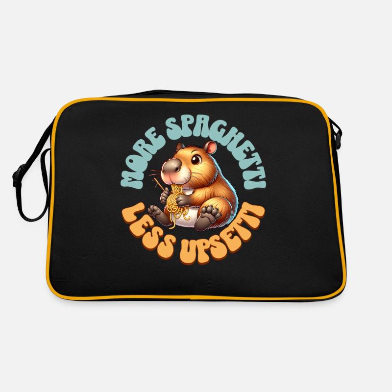More Spaghetti Less Upsetti - Retro Tasche - Schwarz/Gold