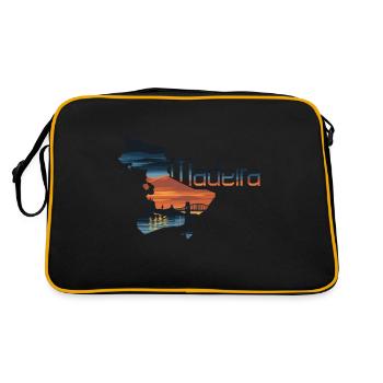 Madeira Island Silhouette with Sunset and - Retro Bag - black/gold - Back