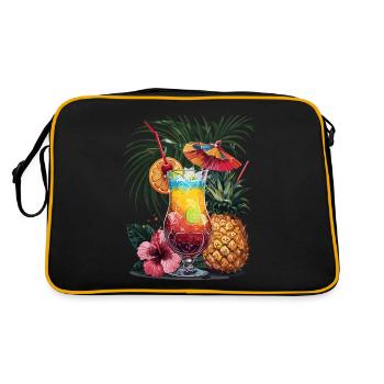 Tropical cocktail with pineapple and hibiscus - Retro Bag - black/gold - Back