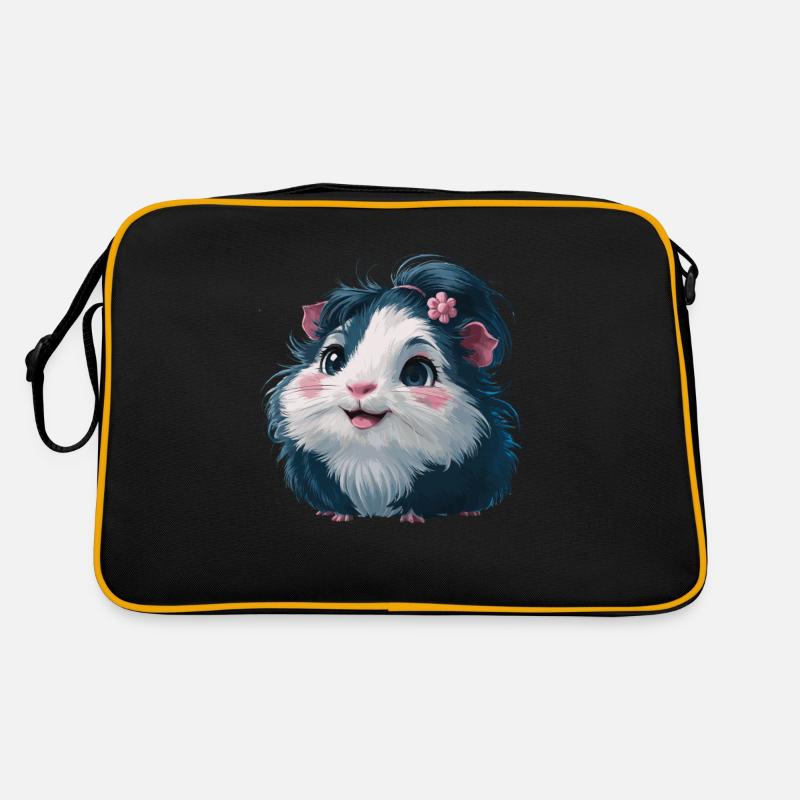 Mignon cochon d’Inde avec une fleur dans ses cheveux pour Sac Retro