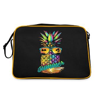 Colorful pineapple with sunglasses and summer feeling - Retro Bag - black/gold - Back