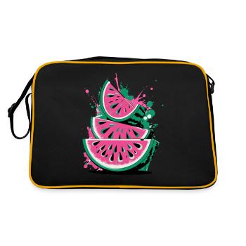 Motif d’été de pastèque fraîche avec éclaboussures - Sac Retro - noir/or - Dos