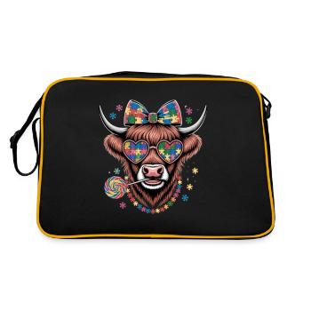 Puzzle coloré vache avec lunettes de soleil et arc - Sac Retro - noir/or - Dos
