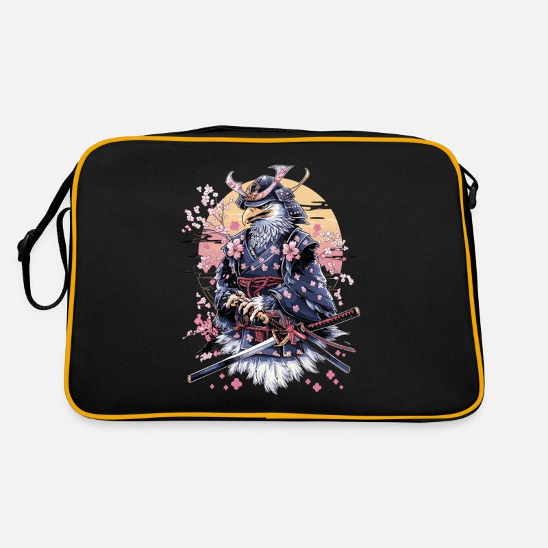 Majestueux aigle samouraï avec fleurs de cerisier et Sac Retro