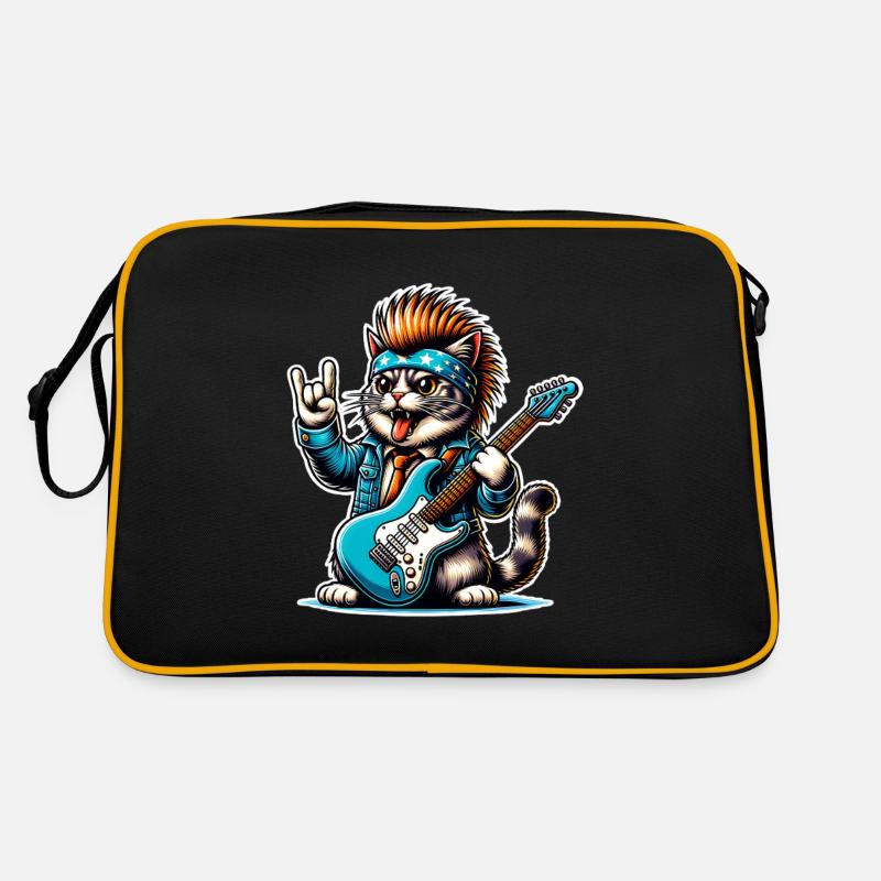 Katze Rock and Roll Gitarrist Retro Tasche