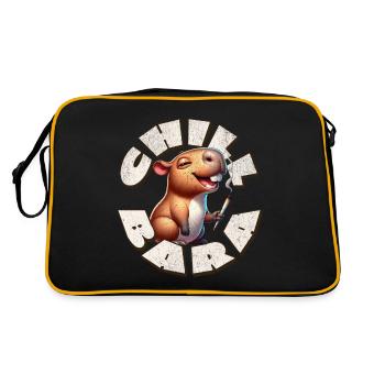 Capybara Chil Bara Kiffen Cannabis - Retro Tasche - Schwarz/Gold - Hinten