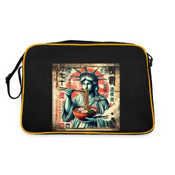 Ramen Statue of Liberty Grunge Poster Style - Retro Bag - black/gold - Back