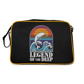 Legend Of The Deep Narwhal Illustration With - Retro Bag - black/gold - Back