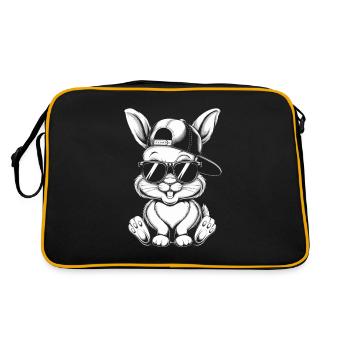 Lapin cool avec lunettes de soleil et casquette - Sac Retro - noir/or - Dos