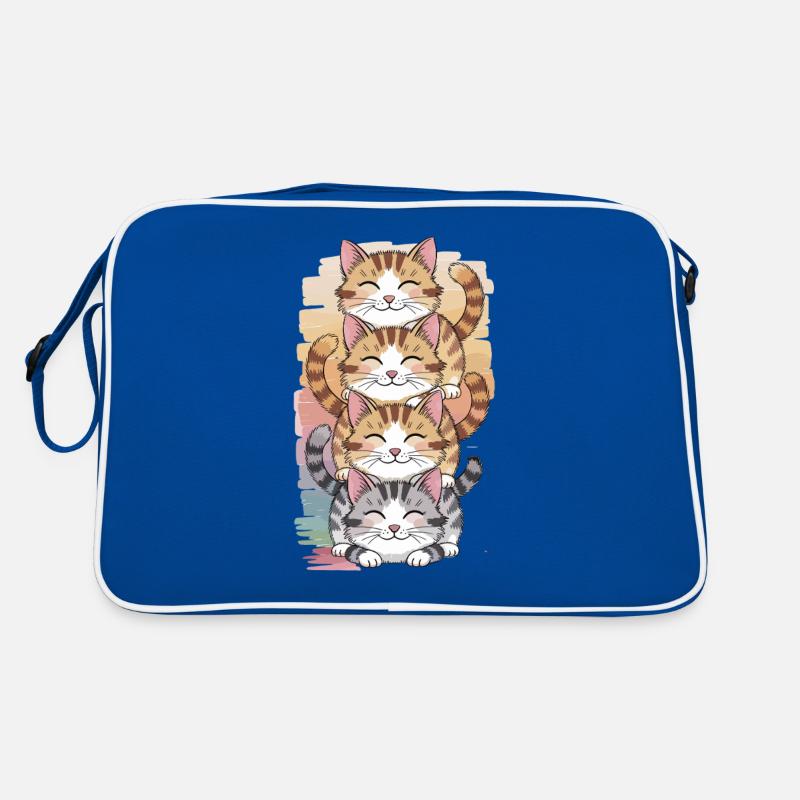 Cute Cats Stack Cartoon Illustration Retro Bag