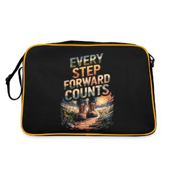 Jeder Schritt Vorwärts Zählt Natur Wandern - Retro Tasche - Schwarz/Gold - Hinten