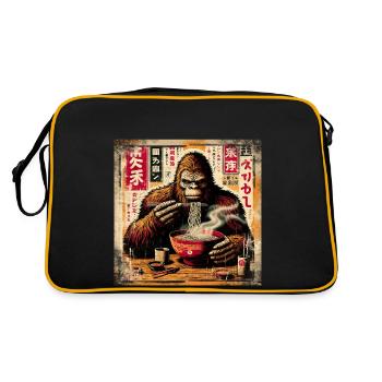 Ramen Gorilla Grunge Poster Style - Retro Bag - black/gold - Back