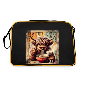 Ramen Highland Cow Grunge Style d’affiche - Sac Retro - noir/or - Dos