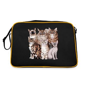 Illustration de différentes races de chats - Sac Retro - noir/or - Dos