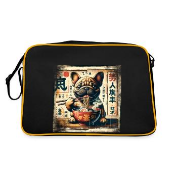 Ramen French Bulldog Dog Grunge Poster St - Retro Bag - black/gold - Back