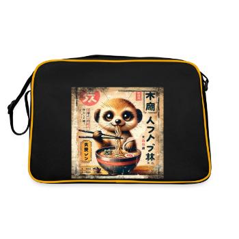 Ramen Meerkat Grunge Poster Style - Retro Bag - black/gold - Back