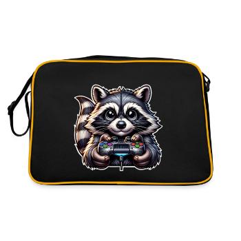 Raccoon Gamer Gaming Nerd - Retro Bag - black/gold - Back