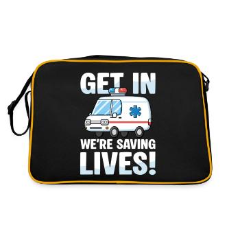 Get in We Save Lives Ambulance Motif - Retro Bag - black/gold - Back
