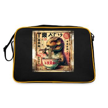 Ramen T Rex Dinosaur Grunge Poster Style - Retro Bag - black/gold - Back