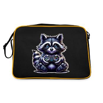 Raccoon Gamer Gaming Nerd - Retro Bag - black/gold - Back