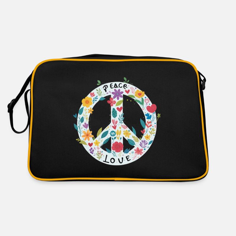 Peacezeichen Blumen Love Retro Tasche