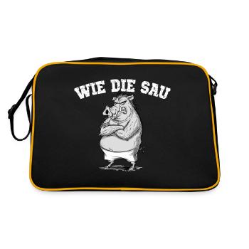 How The Sow Wild Boar Illustration Humorous - Retro Bag - black/gold - Back