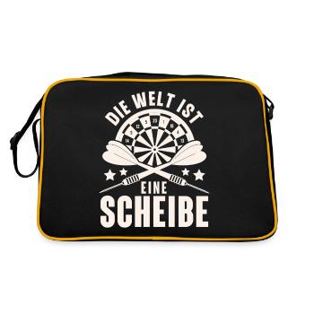 Darts Dart Darten Dartspiel - Retro Tasche - Schwarz/Gold - Hinten