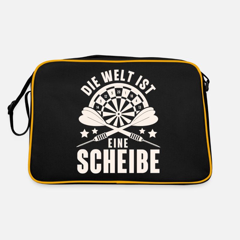 Darts Dart Darten Dartspiel - Retro Tasche - Schwarz/Gold