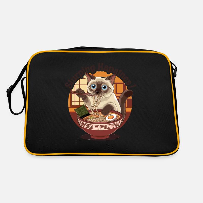 Siamese Cat With Ramen Bowl Slurping Hapatnes Retro Bag