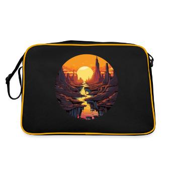 Coucher de soleil dans le canyon avec rivière et - Sac Retro - noir/or - Dos