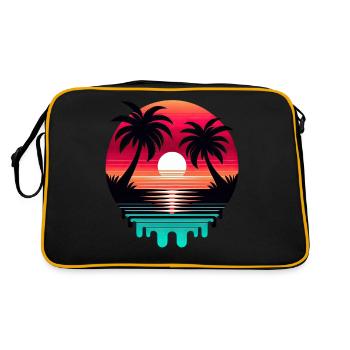 Sunlight summer vibes palm trees beach - Retro Bag - black/gold - Back