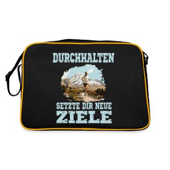 Persevere, set new goals, motivation, run - Retro Bag - black/gold - Back