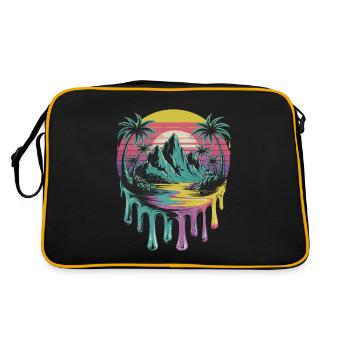 Île tropicale coucher de soleil palmiers Art - Sac Retro - noir/or - Dos