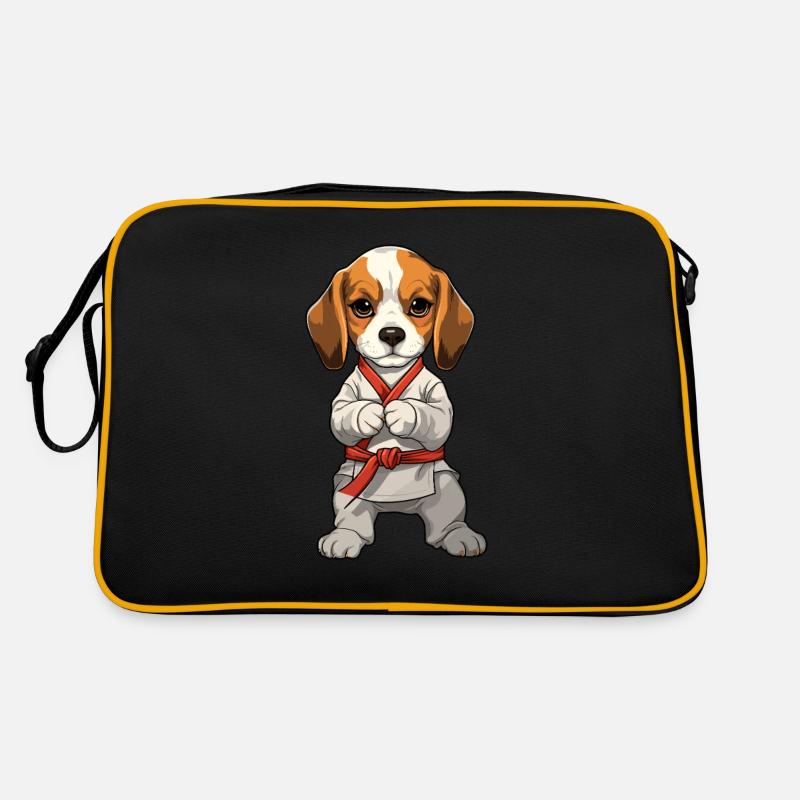 Karate Beagle Puppy Illustration for Retro Bag