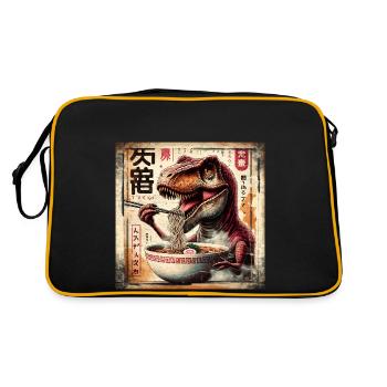 Ramen T Rex Dinosaur Grunge Poster Style - Retro Bag - black/gold - Back
