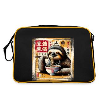 Sloth Ramen Grunge Poster Style - Retro Bag - black/gold - Back