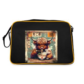 Ramen Highland Cow Grunge Style d’affiche - Sac Retro - noir/or - Dos