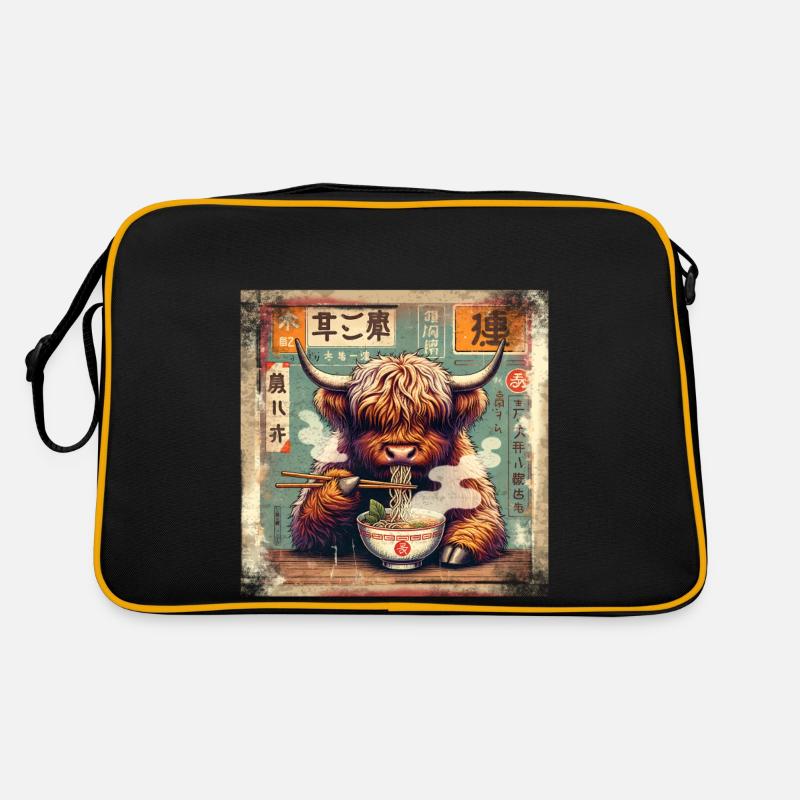 Ramen Highland Cow Grunge Style d’affiche Sac Retro