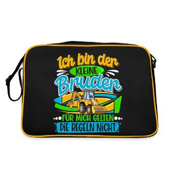 Kleiner Bruder Bagger - Retro Tasche - Schwarz/Gold - Hinten