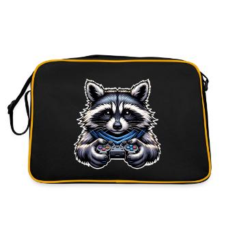 Raccoon Gamer Gaming Nerd - Retro Bag - black/gold - Back