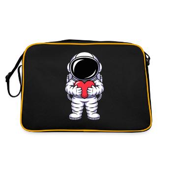 astronaute avec coeur câlin amour univers - Sac Retro - noir/or - Dos