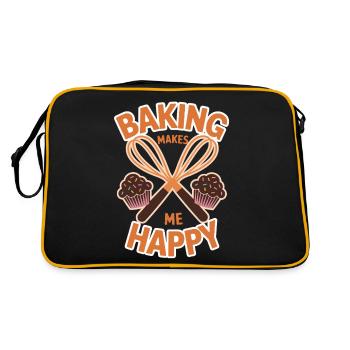 Baking makes me happy cake - Retro Bag - black/gold - Back
