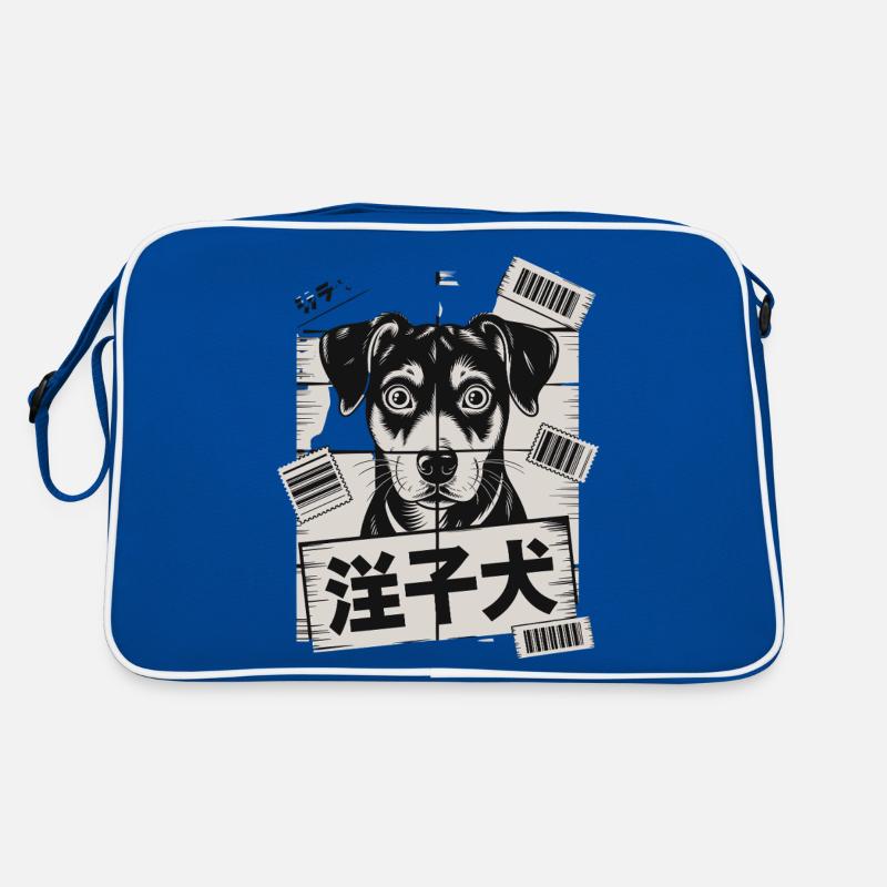 Chien mignon avec affiche de code-barres Sac Retro