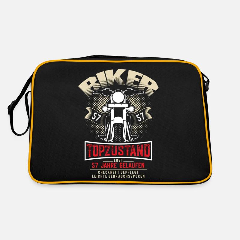 57. Geburtstag Motorradfahrer Motorrad - Retro Tasche - Schwarz/Gold