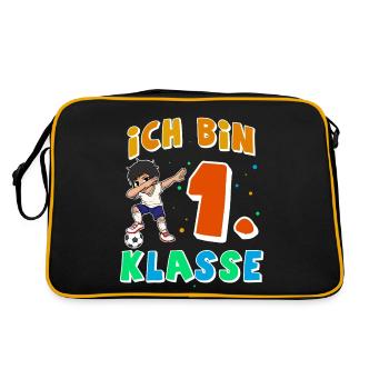 Einschulung Fußball - Retro Tasche - Schwarz/Gold - Hinten