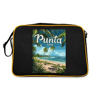Tropical Punta Cana Beach Paradise Palm Trees - Retro Bag - black/gold - Back
