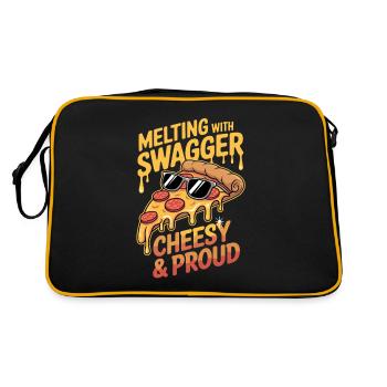 Fromage et fierté fondant avec l’humour de la pizza fanfaronne - Sac Retro - noir/or - Dos