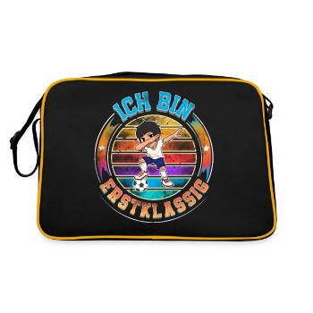 Ich Bin Erstklassig Einschulung - Retro Tasche - Schwarz/Gold - Hinten