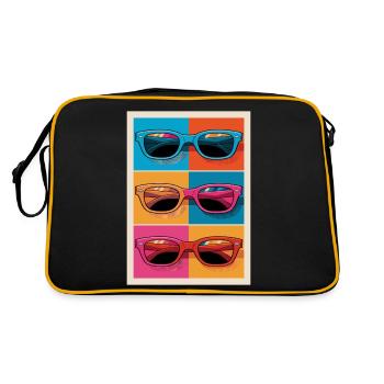 Bunte Sonnenbrillen Pop-Art Stil - Retro Tasche - Schwarz/Gold - Hinten